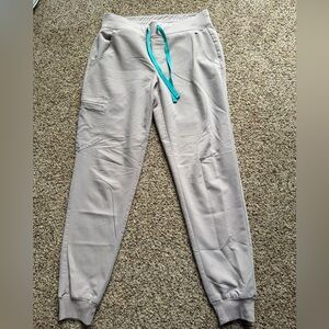 FIGS Women's Zamora Tan Jogger Scrub Pants Technical High Waist Size Small